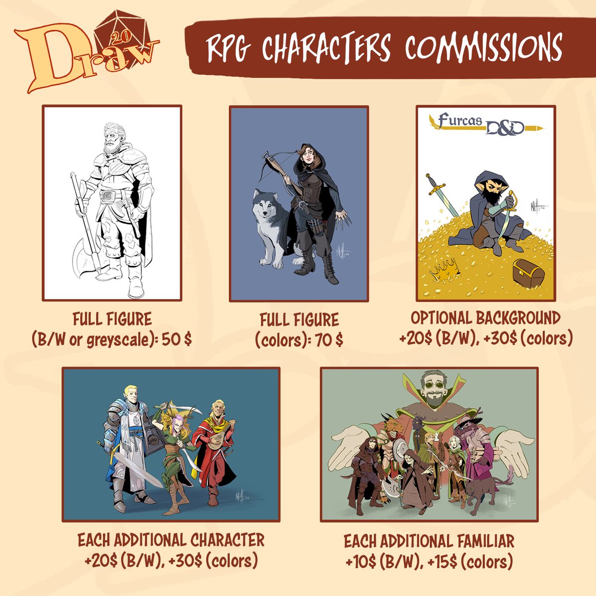 Draw203's tweet image. Commissions are open! PM us for info! Commission: Epic Party! Also a Baby Golden Dragon this time!

Draw your character to life! #dyctl
#Draw20 #commission #gdr #d20 #character #rpg #dungeonsanddragons #digitalart #art #fantasy #characterdesign #picoftheday #commissionsareopen