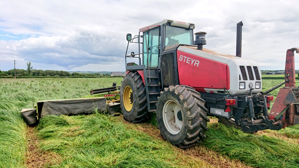 NoonanAgri's tweet photo. The Grizzly Steyr is out for its annual cut. Loves the heavy cuts 💪 #360hp #steyr #silage19 https://t.co/xe4TzGQpFe