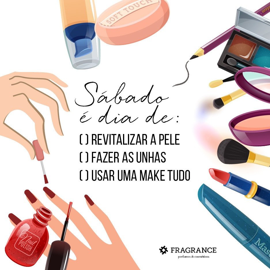 RedeFragrance's tweet photo. Conta pra gente! Sábado é dia de:

( ) Revitalizar a pele
( ) Fazer as unhas
( ... https://t.co/w5tMGQM3Tf https://t.co/CqqqW1LvoF