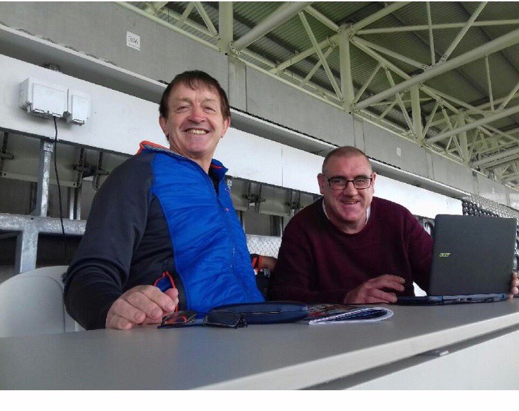 Ready to go! Michael Ferriter and Jimmy Darcy of ⁦<a href="/Kerrys_Eye/">Kerry's Eye</a>⁩ sport all set in Páirc Ui Chaoimh 👍👍👍
