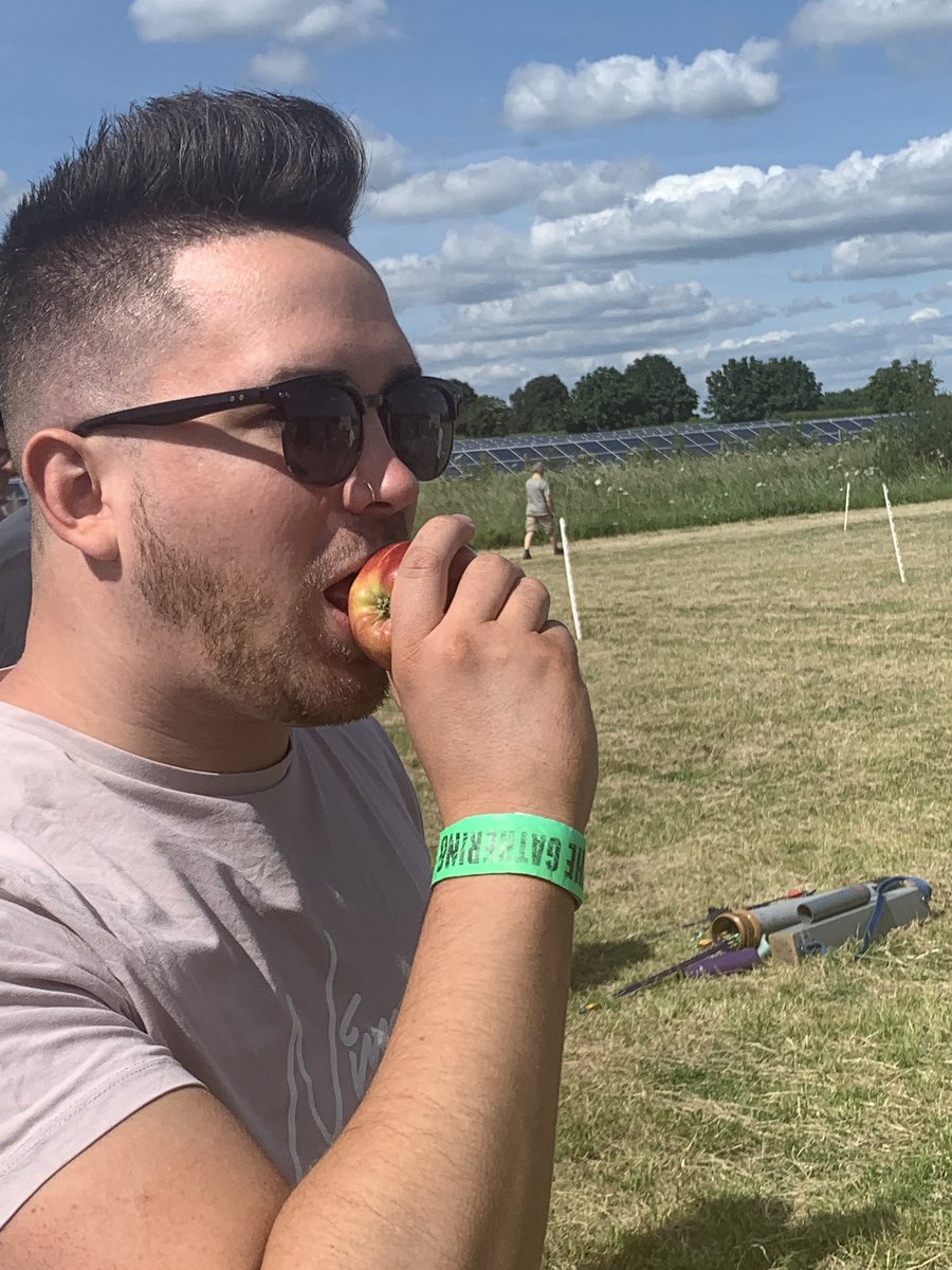 ScottTurvey's tweet photo. @mrbeechy caught eating an apple after a cheeky archery game https://t.co/o7q6onO49A