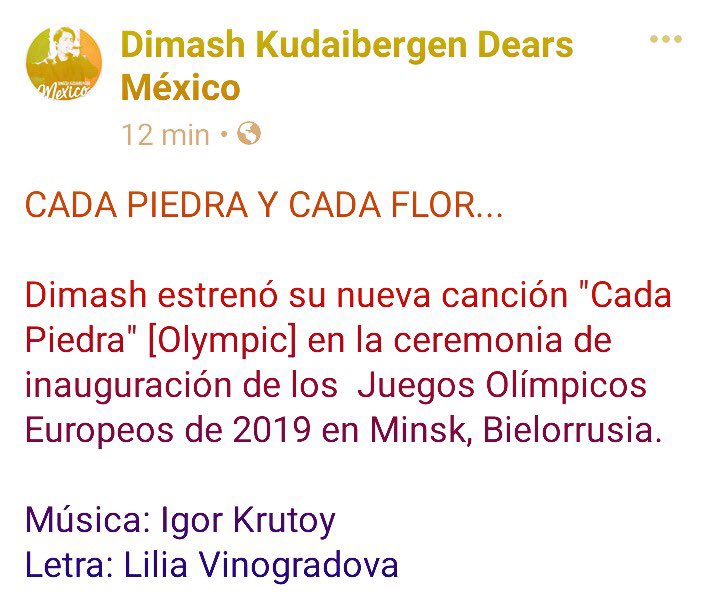 DimashMX's tweet photo. CADA PIEDRA Y CADA FLOR... 
@dimash_official 💕estrenó su nueva canción "Cada Piedra" [Olympic] en la ceremonia de los  Juegos Olímpicos Europeos de 2019 en Minsk, Bielorrusia.

Link ⬇️⬇️
https://t.co/yvCXPR0ruh

#DIMASH #димаш #迪玛希 #Dearsmexicanos 🇲🇽  #ДимашҚұдайберген https://t.co/N0nKrC4Vyt