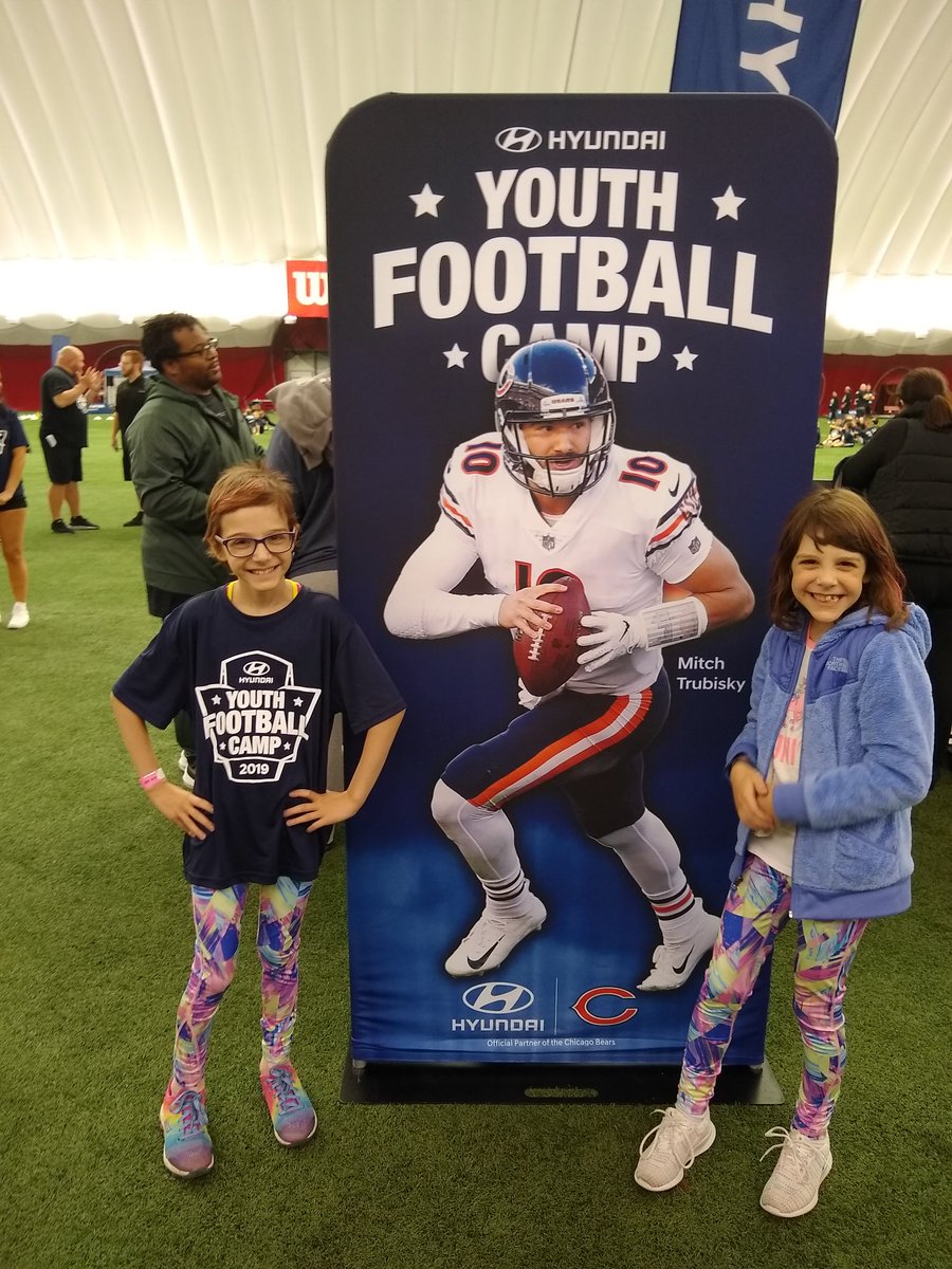 After a 16 mo battle with cancer, our 10 yr old daughter Bella is 6 months cancer free!! Thks to Hyundai's youth football camp with Mitch Trubisky, they have made this Chicago Bear's fan one happy girl!! Bella & sister @Hyundai, @MTrubisky10, #BetterByHyundai, #BecauseFootball