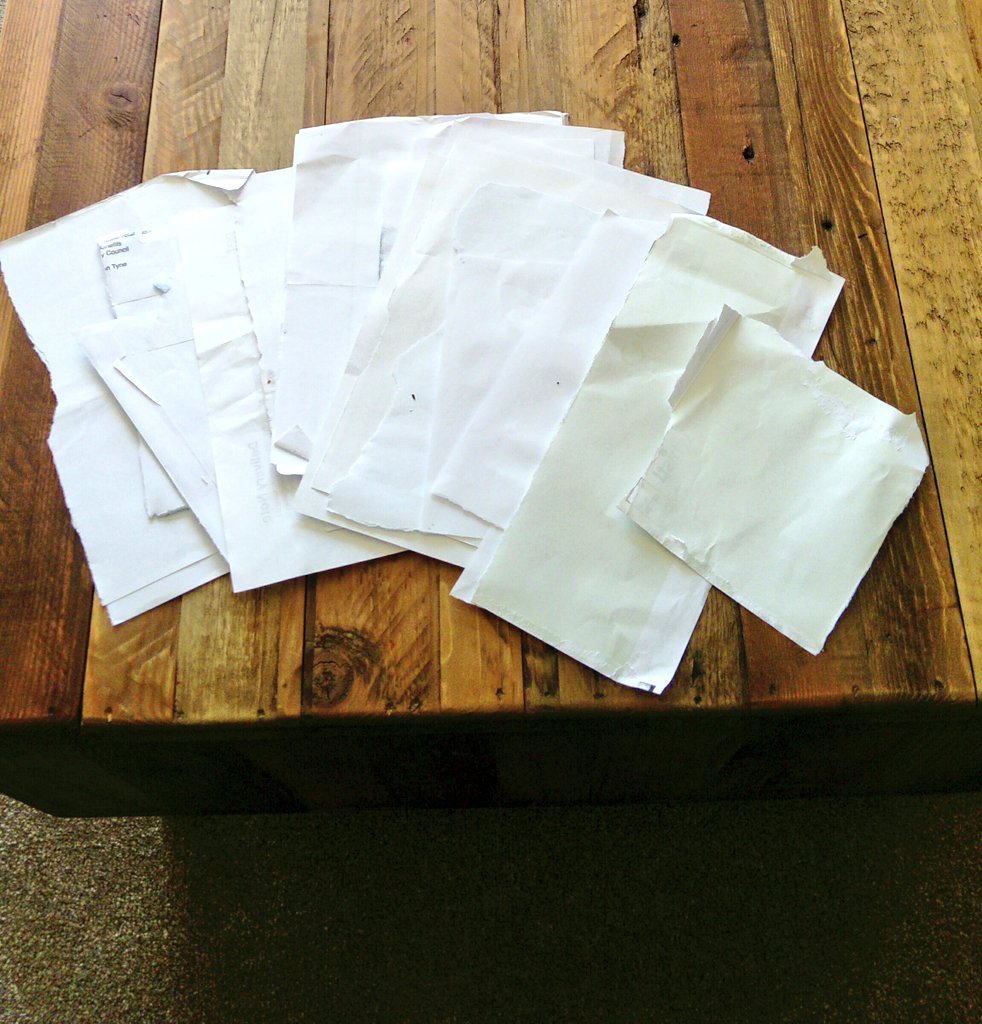 While it is not possible to eliminate all waste that comes through your letter box, there are ways to reduce it and re-use it.

We reuse all scrap paper including envelopes, the backs of letters and cards as a notepad.
