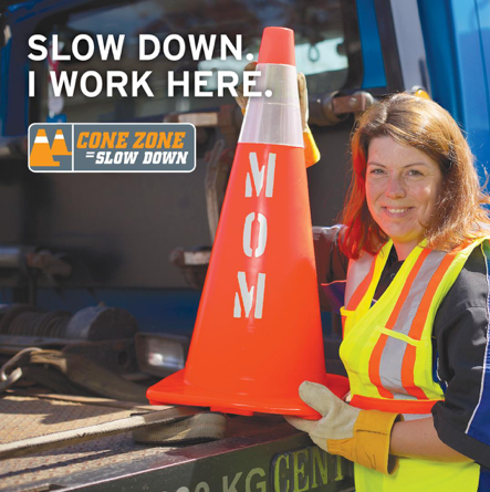 RoadSafeAtWork's tweet photo. Slow down in roadside work zones. Someone’s mom works here. Learn more at https://t.co/mmKKsFw8xu #ConeZoneBC https://t.co/skR6IaWHOP