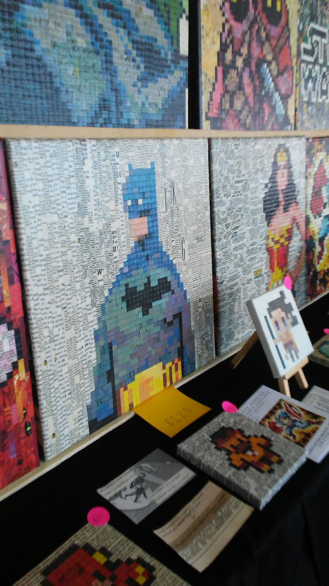 DHDaveHarding's tweet photo. We're all setup & ready to go at @LVCC01 ! If you're in the Lehigh Valley area come on down & check it out! Lots of great vendors & I know I will be diving into the back issue bins as soon as I can! #lehighvalley #comic #comics #comicart #comiccollage #pixels #pixelart #paperart https://t.co/Fko09zbMxj