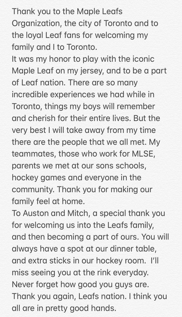 timandfriends's tweet image. Patrick Marleau with some words for the @MapleLeafs and their fans. 

(Via @c_marleau)