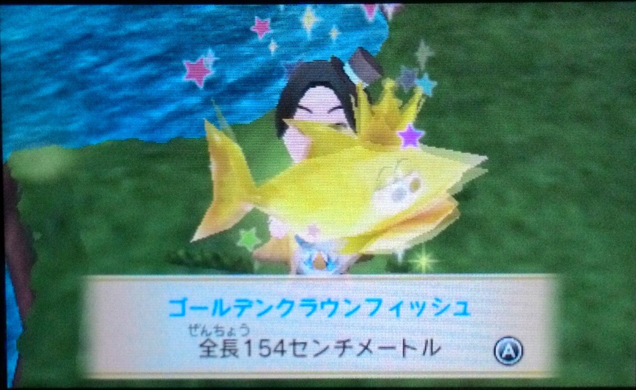 Nob ディズニー マジックキャッスル 先日買った3dsのゲーム ディズニー マジックキャッスル マイ ハッピー ライフ なんか とんでもなさそうな魚が釣れた って思ったら 伝説の魚やった あと 別のステージやけど オウゴンカレイってのも釣れた