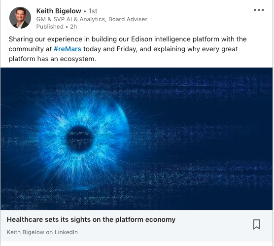 GEHealthCare's tweet photo. .@keithbigelow: Why healthcare needs a strong AI platform #EdisonPlatform https://t.co/OP1IU5LErZ https://t.co/RSMWfE0MYF