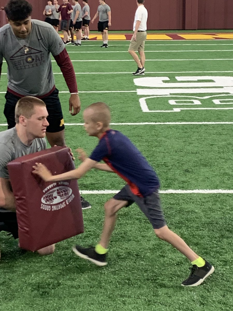 Once a year the kids from HopeKids descend on the facility and each time our kids respond my making them smile. Thank you for running the drills <a href="/Cmoe34/">Carter Coughlin</a> <a href="/thomas_barber41/">Thomas Barber</a> <a href="/Herb_verb/">Jacob Herbers</a> @Tanner_Morg12 <a href="/Numerouno1_/">Rodney Smith</a> <a href="/T_muhneyy10/">Tyler Johnson</a> <a href="/connerolson6/">Conner Olson</a> <a href="/AntoineWJr11/">Antoine Winfield Jr.</a> <a href="/KoKieft/">Ko Kieft</a>  @HopeKidsInc