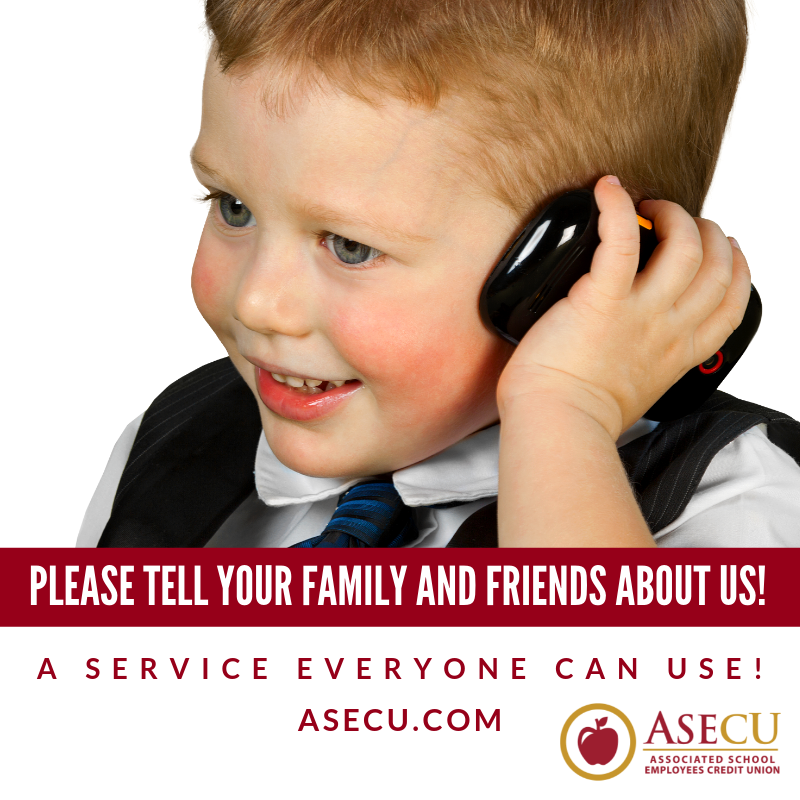 ASECU's tweet photo. Please share the benefits of credit union membership with your family &amp; friends! We are OPEN to the Community! #ASECU #AServiceEveryoneCanUse #JoinACreditUnion https://t.co/MM88db7ccJ