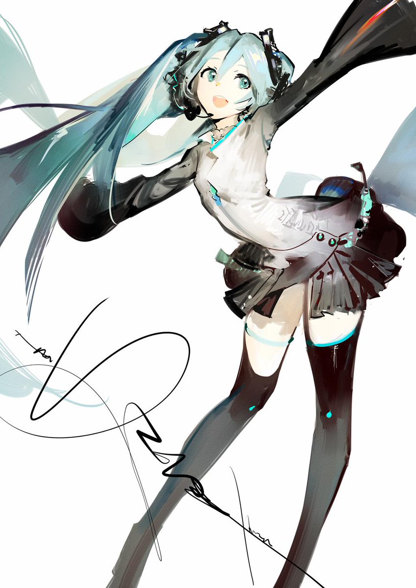 hatsune miku 1girl solo long hair boots twintails very long hair full body  illustration images