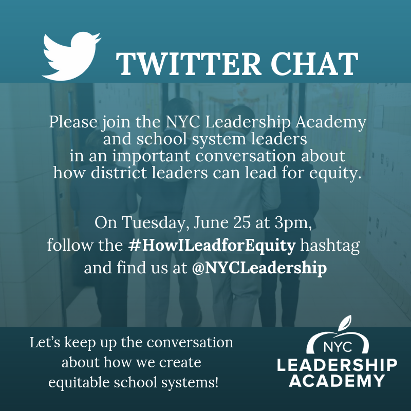 LeadershipAcad_'s tweet photo. How do you address inequities in schools? Join our Twitter chat on Tuesday, June 25 at 3pm EST and participate in an important conversation about leading systems for equity. Use the hashtag #HowILeadForEquity! 

#edchat #edleadership #edleaders https://t.co/qNHYxVXkzI
