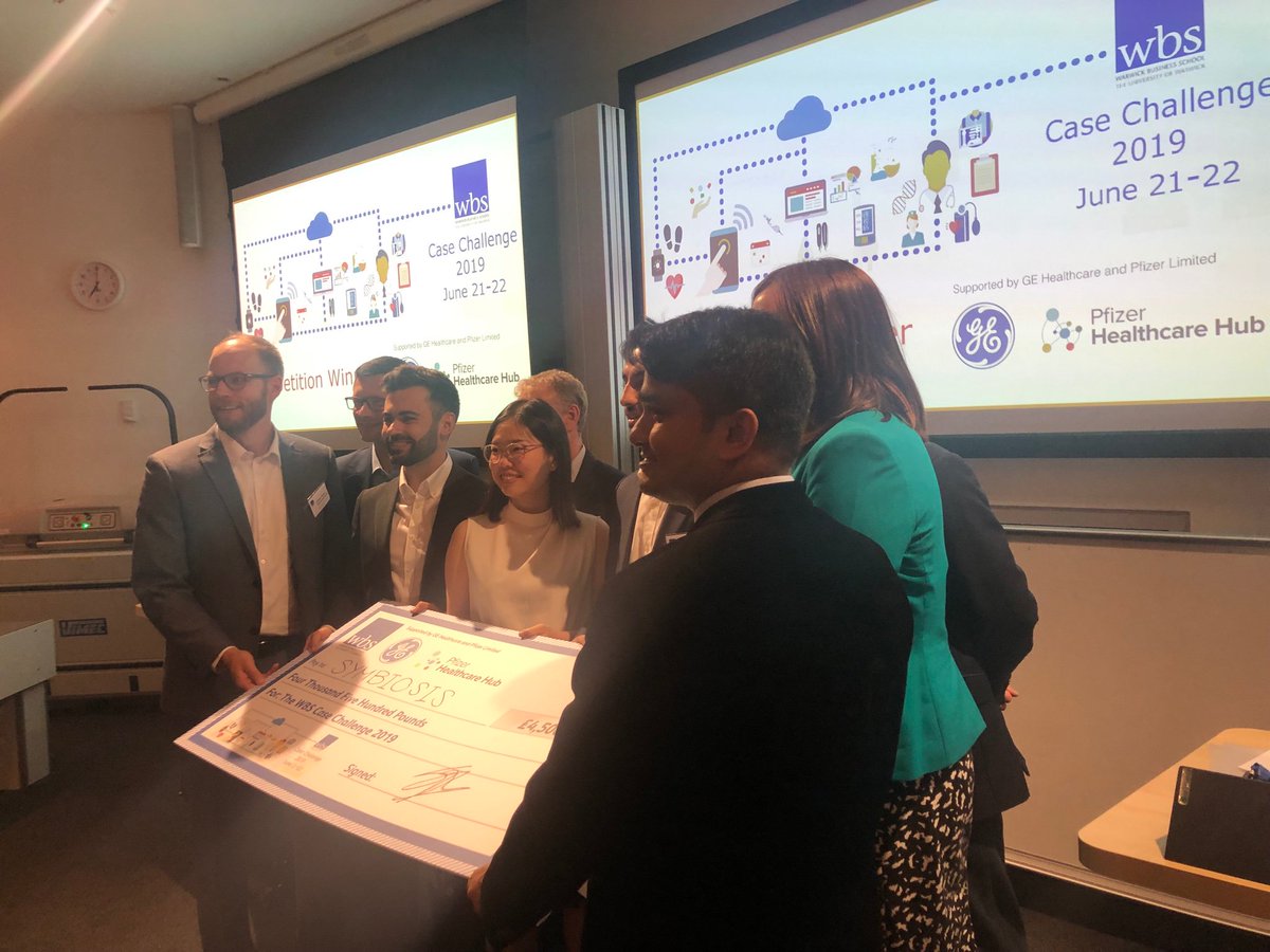 Congratulations  Symbiosis, from Alliance Manchester Business School, the champions of the WBS Case Challenge 2019!
#wbscasechallenge #wbscasechallenge2019 #healthcare #DigitalTransformation
<a href="/pfizer_uk/">Pfizer UK</a> <a href="/GEHealthcare/">GE HealthCare</a> <a href="/WarwickBSchool/">WBS</a>