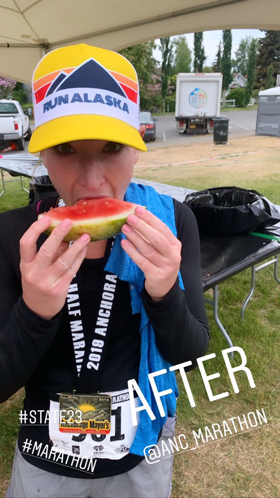 cfrelund's tweet photo. Loved the @anc_marathon! My 23rd state didn’t disappoint!

Extra bonus: after “meeting” a black bear he decided not to eat me...

#BlackBearEncounter #Anchorage #SummerSolstice #marathon @manorthcarolina https://t.co/5OW6uZNb32
