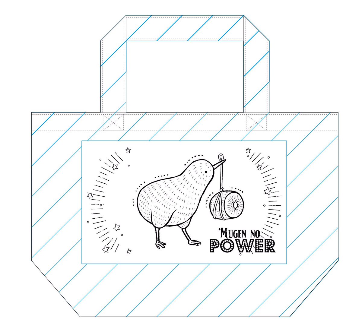 作業の息抜きに旦那のジムトート用に描いた絵です(下書き所要時間5分) 
