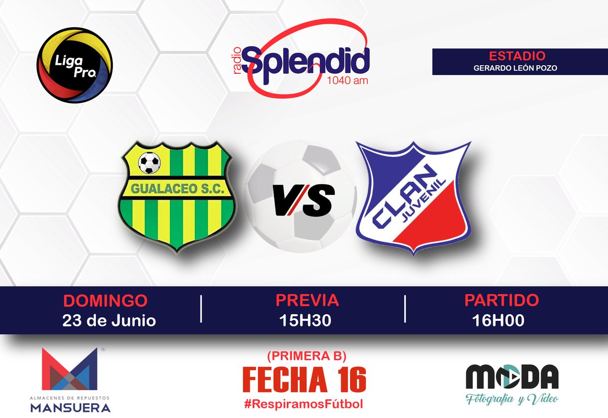 paulguamanLaVoz's tweet photo. |#RespiramosFútbol| #LigaPro | #Fecha16 | #PrimeraB |
Continúan las emociones del rey de los deportes.
🎙📻 Transmisión: #Splendid1040
⚽️🏟 Gerardo León Pozo
@Gualaceo_sc vs @ClanJuvenilCD https://t.co/rZ5qfXf3fg