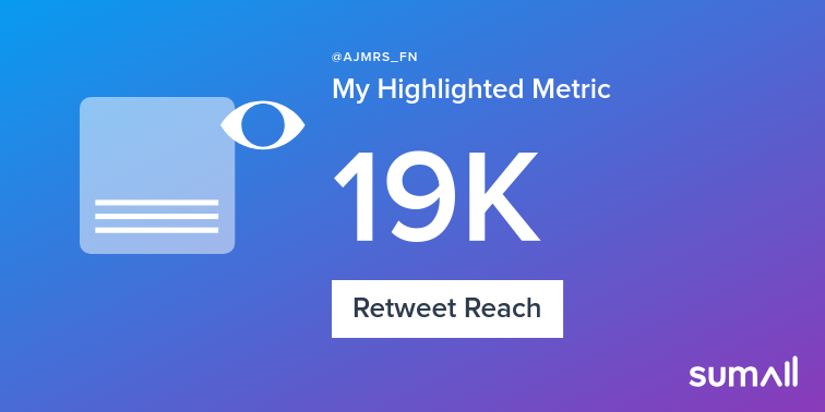 AJMRS_FN's tweet photo. My week on Twitter 🎉: 1 Like, 2 Retweets, 19K Retweet Reach. See yours with https://t.co/QfuK4DC4mJ https://t.co/XZFzocREXY