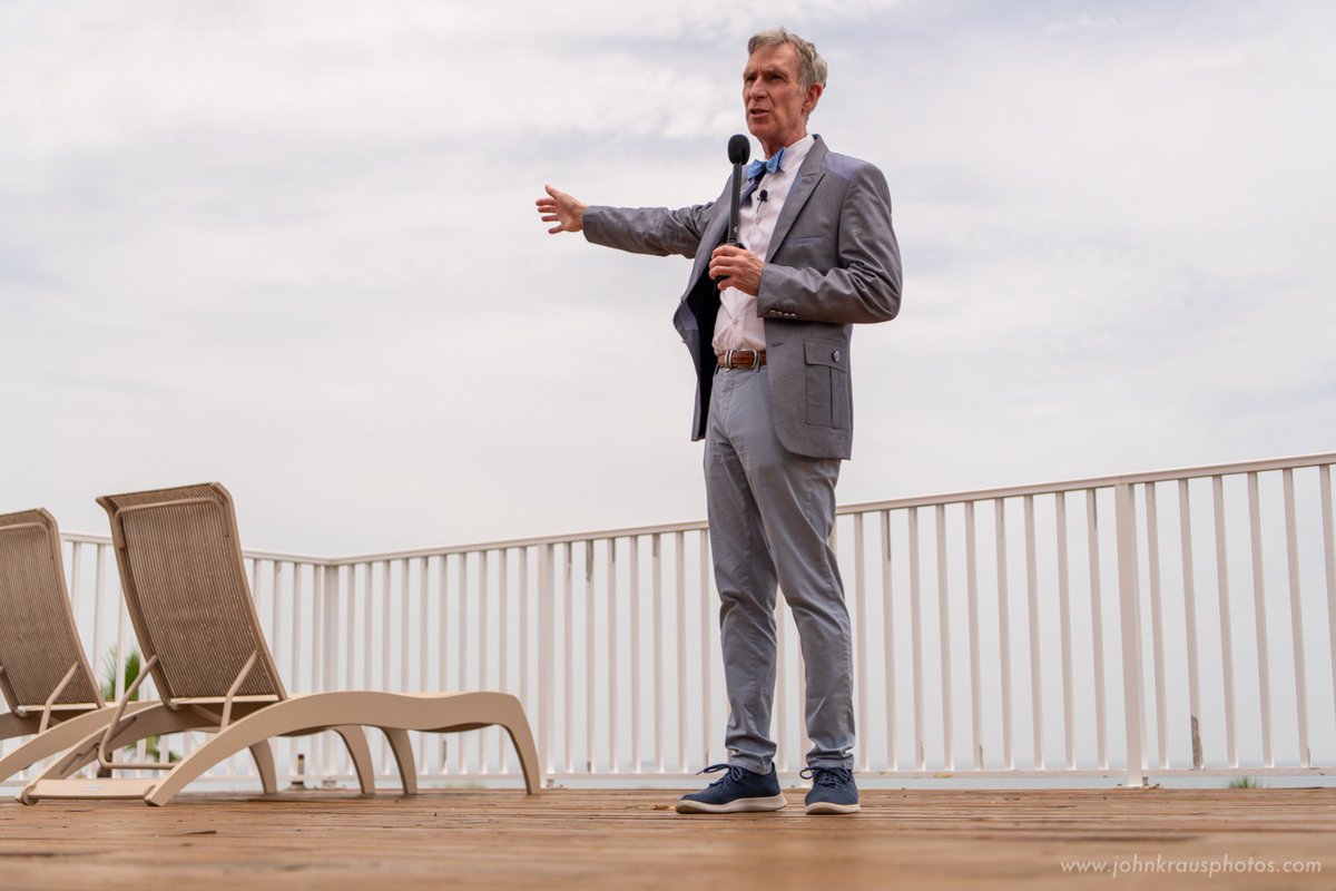 johnkrausphotos's tweet image. Bill Nye, CEO of The Planetary Society, addresses the media ahead of Monday evening’s #FalconHeavy launch of #STP2, which will deliver the organization’s #LightSail2 spacecraft to orbit.