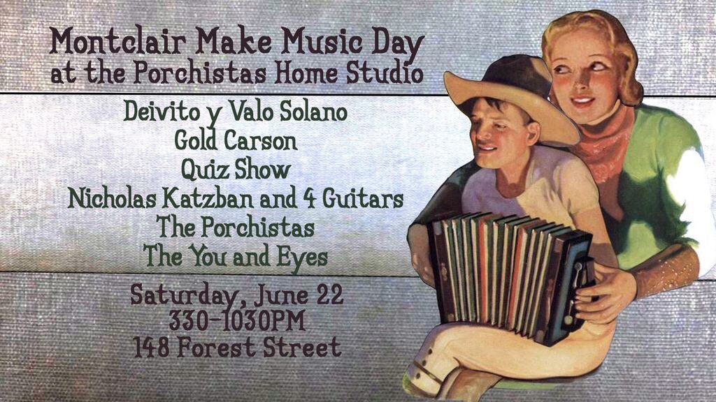 Perfect day (Sat, June 22) to head over to the @porchistas Home Studio at 148 Forest St, Montclair, NJ. Great live music 430pm to 10pm! 🎶 We go on at 615pm. Free/all ages event. Fun atmosphere! Don't miss it!! 🎸 #makemusicday #montclairnj #njlivemusic @makemusicmont