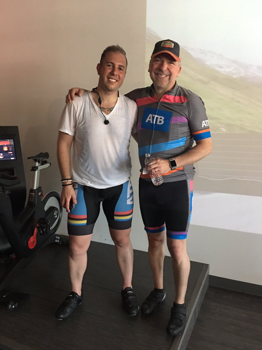 Sweating for a good cause with <a href="/atbfinancial/">atbfinancial</a> @Wellington_ATB. Thanks #pelotontrained for hosting ATBers and friends for <a href="/ridedonthide/">Ride Don't Hide</a> creating an inclusive opportunity to ride inside.