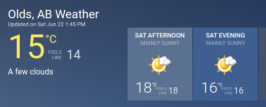 <a href="/OldsBeerFest/">Olds Craft Beer Fest</a> <a href="/OCBrewmaster/">Olds College Brewery</a> <a href="/HellsBasementMH/">Hell's Basement Brewery</a> @Undercurrentbru <a href="/Siding14Brewing/">Siding 14 Brewing Co</a> No rain after all!  Mainly sunny today!  Beer is is then <a href="/OldsBeerFest/">Olds Craft Beer Fest</a>!