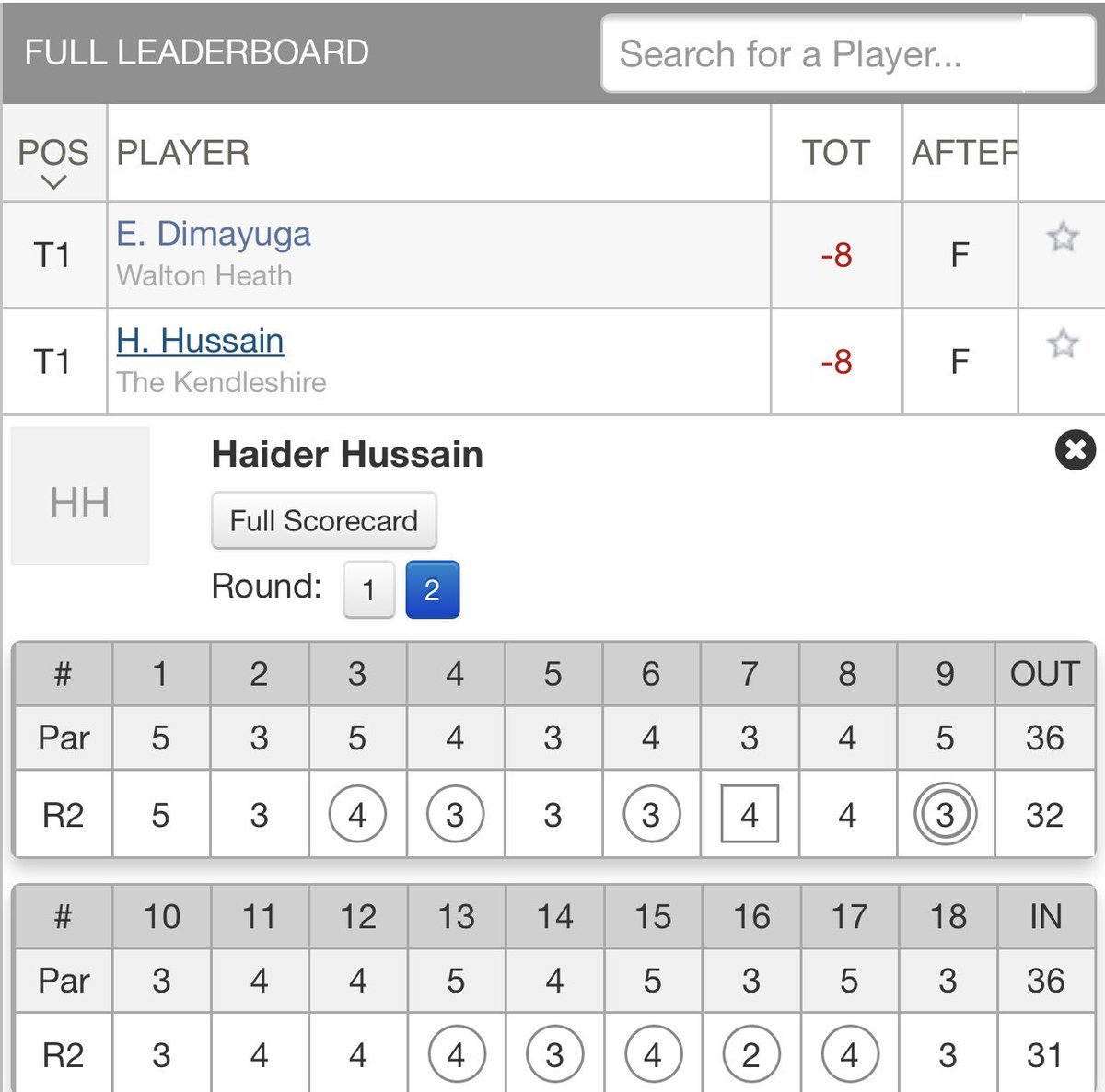 Fabulous second round 63 (-9) on the Red course by joint leader Haider Hussain. 👏👏👏 #BerkshireTrophy