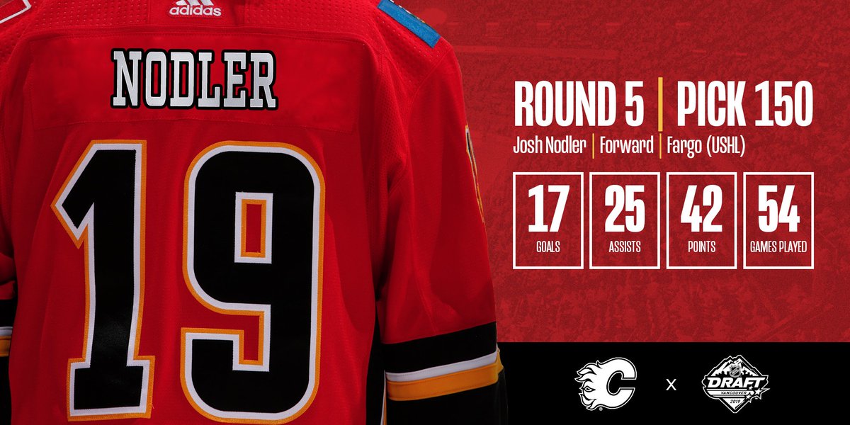 NHLFlames's tweet photo. With the 150th pick, the #Flames have drafted forward Josh Nodler! Welcome to the #CofRed, Josh! https://t.co/FqhM4GHWq8
