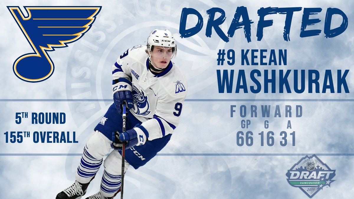 Congratulations to <a href="/washer_9/">Keean Washkurak</a> on being selected in the 5th round, 155th overall by the <a href="/StLouisBlues/">St. Louis Blues</a> #2019NHLDraft