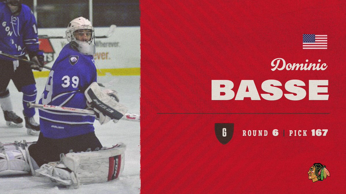 NHLBlackhawks's tweet photo. American Dominic Basse is our next selection - a 6'6" netminder and Colorado College commit! #NHLDraft https://t.co/VvKtqITqd7