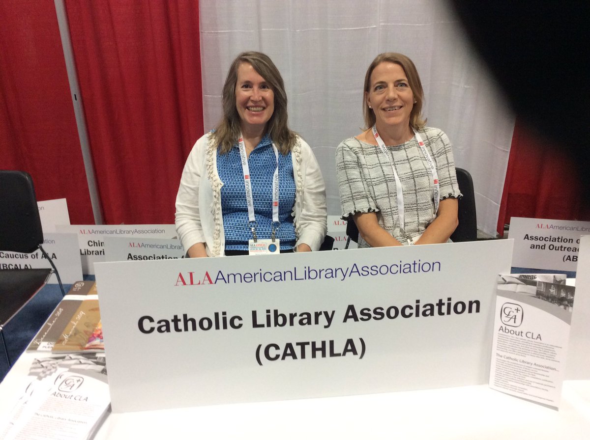 DJOLibrary's tweet photo. Mrs. Gonsalves, Chair of the High School Section @CatholicLibrary with Sigrid Kelsey, editor, of Catholic Library World Journal networking #alaac2019 in Washington, DC with 25,000 librarians https://t.co/j3dztqkM01