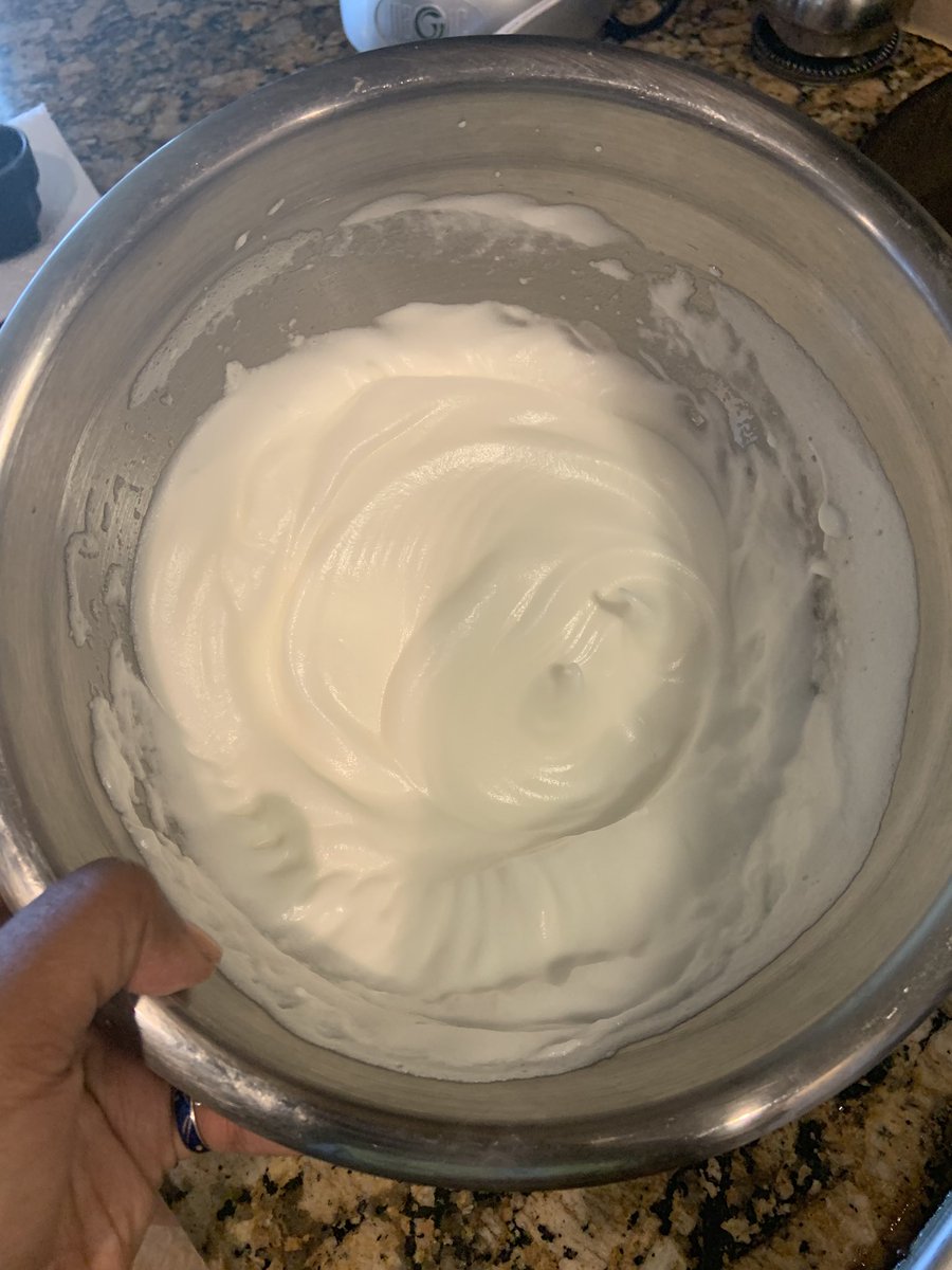 begin whipping egg whites gradually adding sugar until you get stiff glossy peaks