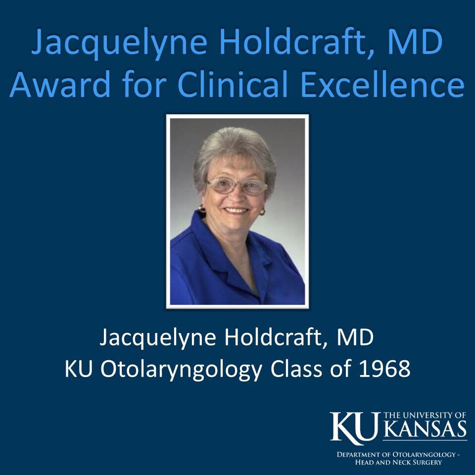 KU_ENT's tweet photo. The Jacquelyne Holdcraft MD Award for Clinical Excellence goes to... Sinehan Bayrak MD @SinehanBayrakMD! 👏
#PatientCenteredCare #ResidENT as #Teacher #ENTSurgery #MedEd #mENTor #ILookLikeASurgeon #IAmOto #KUENTGradDay https://t.co/Ltv9jsCp9B