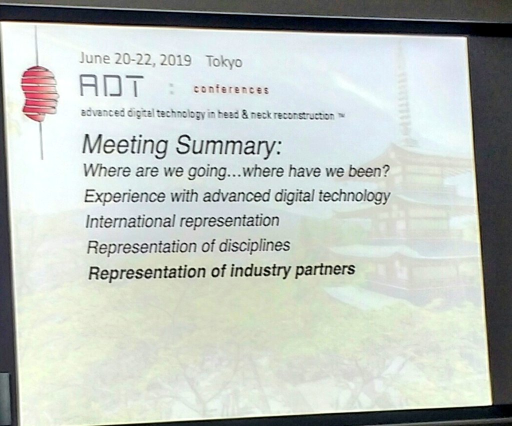Thanks to all of the sponsors delegates, presenters, organisation committee &amp; moderators for an excellent ADT Tokyo conference. We hope you all stay involved with regional groups &amp; the Foundation. Amsterdam 2021 will be the next global conference.
