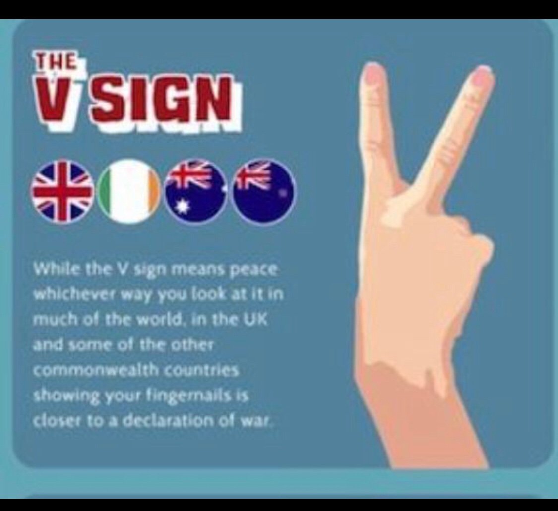 EvolveDoc's tweet image. Be careful 
V Sign means peace except in few countries including the UK !!