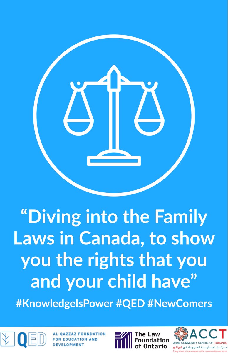 Just a glimpse of what will be introduced in the Ma'alumat Qanuniyah Series. Come out to the event on Thursday June 27th from 1-4pm, to get more of an idea of what will be presented. #KnowledgeIsPower #QED #NewComers
قوانين الأسرة في كندا..لحماية طفلك وليس لحرمانك منه