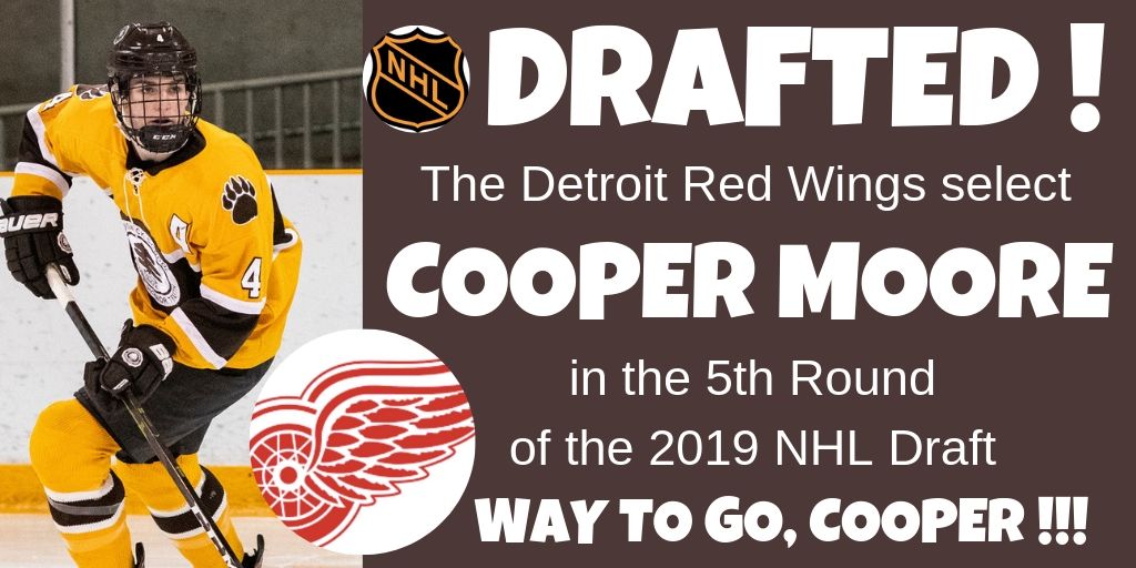 Brunswick Hockey at the <a href="/NHL/">NHL</a>Draft2019:
The <a href="/DetroitRedWings/">Detroit Red Wings</a> select recent grad Cooper Moore '19 in the 5th round (overall pick #128) today at the @NHL Draft. 

Congratulations Cooper !!!
<a href="/WickPuck/">Brunswick Hockey</a> <a href="/NEPSAC/">NEPSAC ®</a>