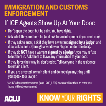 SethAbramson's tweet photo. (RT) More ICE raid instructions, via the ACLU (in Spanish also): https://t.co/KgwMPQjtMs