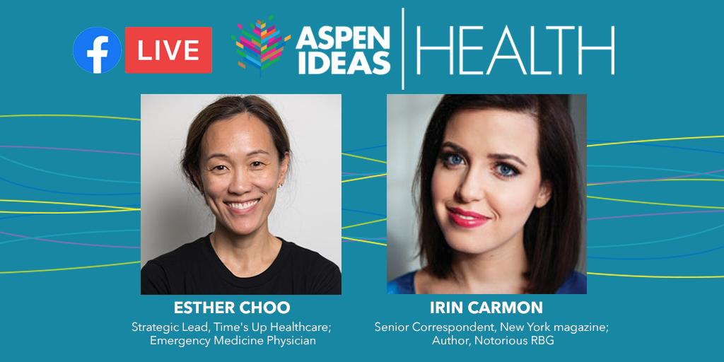 aspenideas's tweet photo. Live at 3:55 pm MT / 5:55 pm ET, watch @choo_ek and @irin in conversation about @TIMESUPHC and creating systemic and cultural change in health care: https://t.co/lgvyY84NYs #AspenIdeasHealth https://t.co/Qq96hsue95