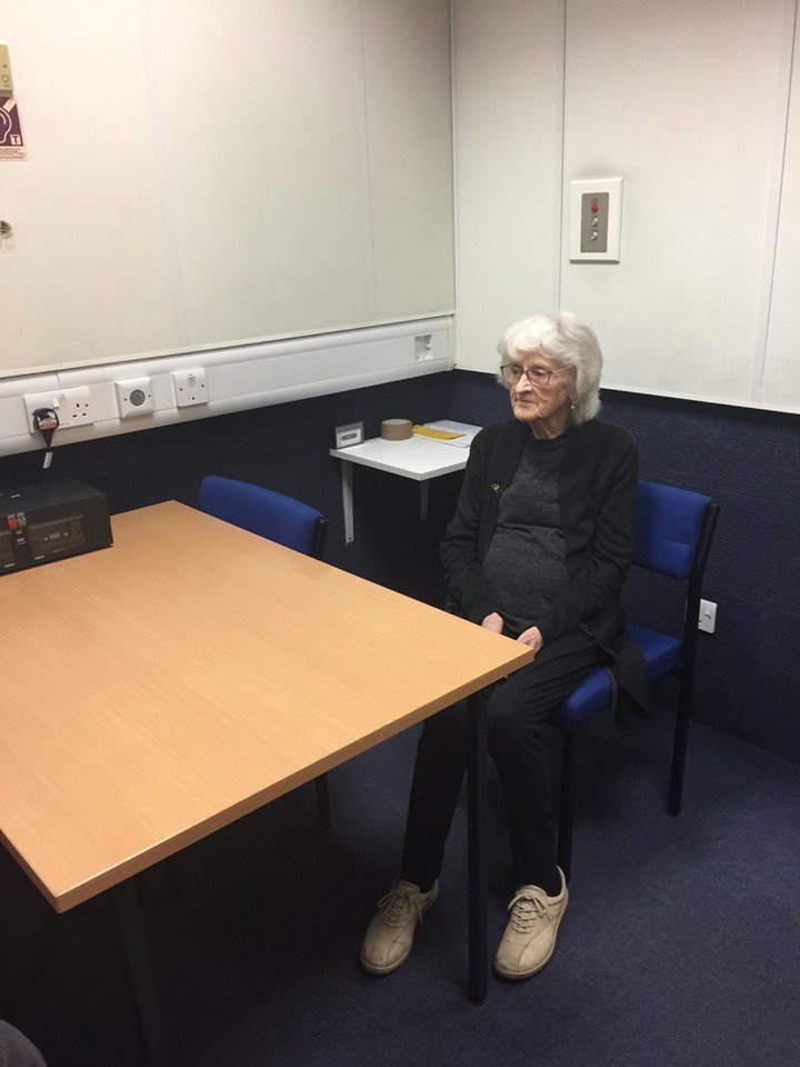 sterlingsop's tweet photo. A big thank you to @gmpolice for "arresting" my Gran Josie today. She is 93 years old and her health is failing, and she wanted to be arrested for something before it's too late. She has a heart of gold and thoroughly enjoyed it today. Thank you for granting her wishes. https://t.co/hi1qkJESwv
