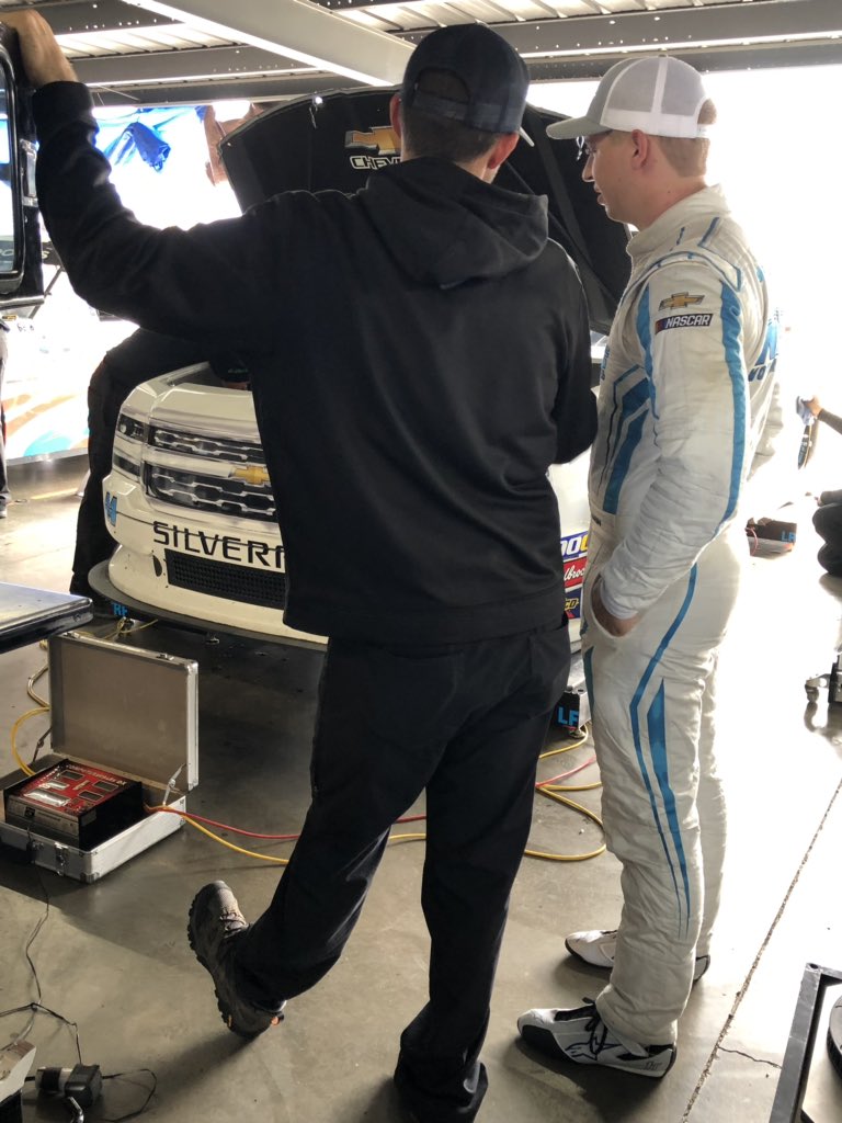 KyleBenjamin_'s tweet image. KB and crew chief Cody Efaw talk about the @NieceMotorsport Chevrolet after final @NASCAR_Trucks practice @WWTRaceway. #NASCAR #TeamKB