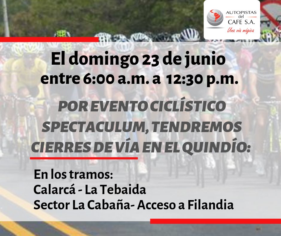 🚧Atención🚧
Mañana nuestras vías en el Quindío serán epicentro de un gran evento ciclístico!  <a href="/SpectaculumGF/">Spectaculum</a>