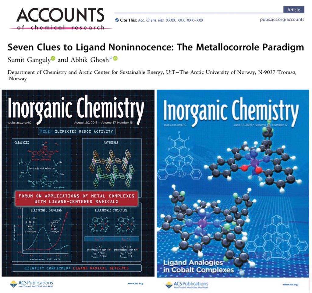 abhikghosh's tweet photo. Drs. Sumit Ganguly, Jeanet Conradie & other @UiTromso inorganic chemists have recently reported a series rigorous studies of #noninnocent/#redoxactive ligands/#metalloradicals in @InorgChem, which are now summarized in an Accounts article. Enjoy! https://t.co/AbwPbMu4eW #corrole https://t.co/imDi2xDXTZ