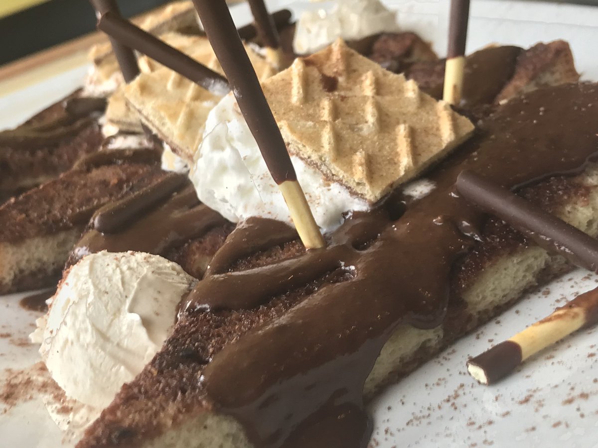 New Flavor Alert! Flavor #213 is Godiva Cookies N Cream French Toast! Godiva dark liqueur &amp; fudge in the batter! Chocolate pocky sticks, wafers, &amp; godiva sauce on top! We open daily at 8am! Stop licking the screen &amp; get ready to #comegetyousome #bnbtheremix