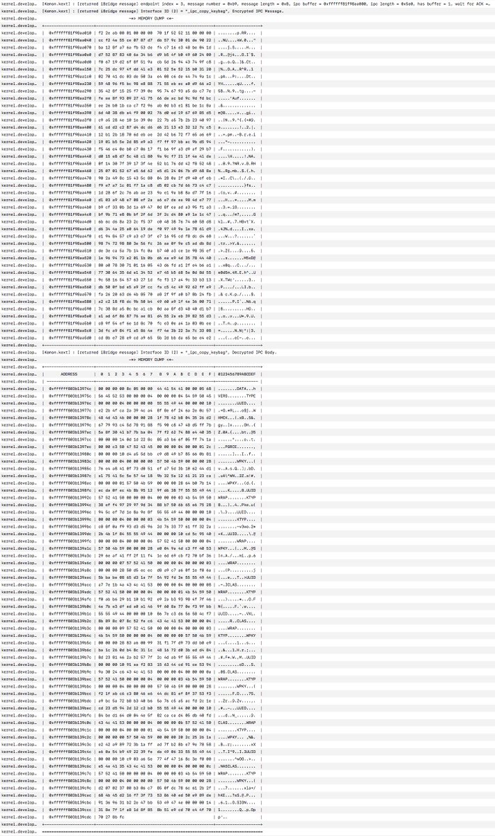 Apple SEP OS (SKS) communication sniffing and message decryption