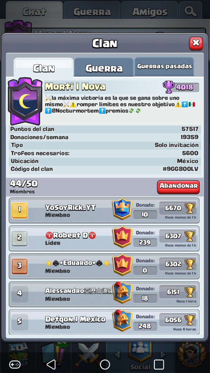 Se le agradece a @RobertMorDrake y a <a href="/YoSoyRickYT/">Código: YoSoyRick 💪</a>. Por unirse a nuestro clan en su aniversario @MortilNova nuestro clan