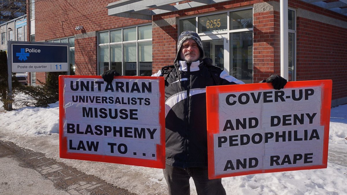 RobinEdgar's tweet photo. @IvanDOesnot Thanks Chris. I am actually thinking of #protesting against #UnitarianUniversalist #ClergyAbuse #CoverUp and #denial outside various #RomanCatholic churches in Montreal. I would display my usual #PicketSigns along with one saying:
IT'S NOT JUST THE CATHOLIC CHURCH
#UUAGA2019 https://t.co/yXxGjsNMvb