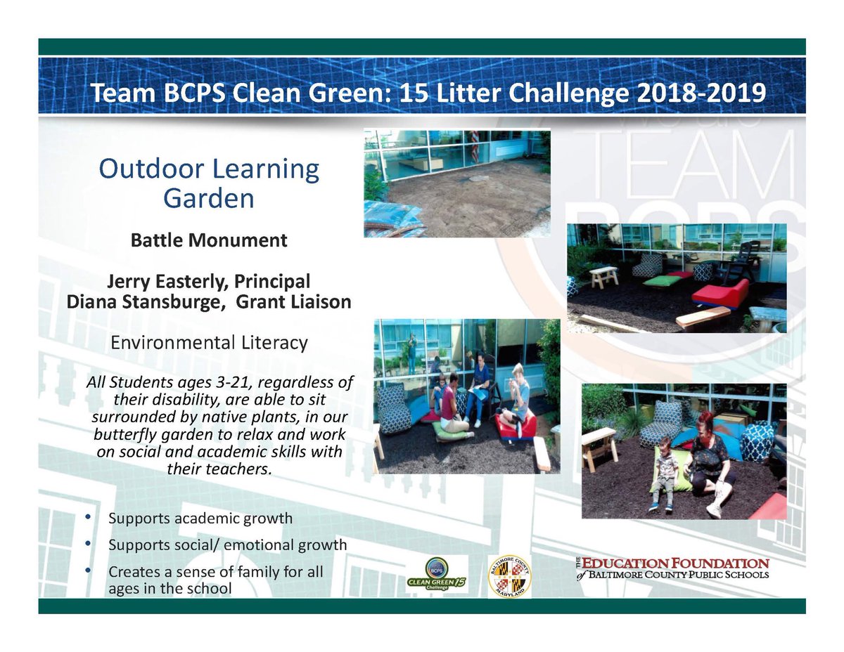 Showcasing environmental literacy-congrats ⁦<a href="/battle_monument/">Battle Monument</a>⁩ #CleanGreen15