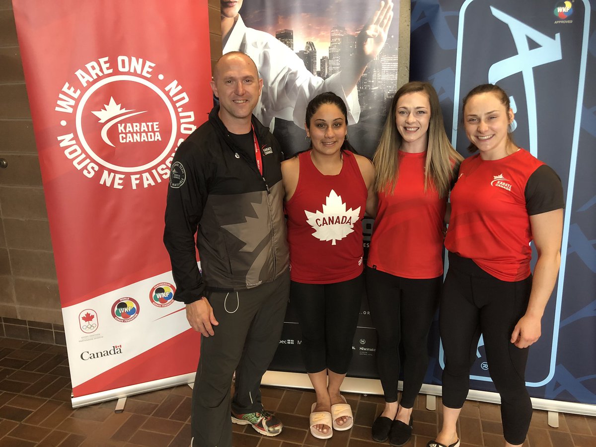 Proud of my girls <a href="/kcamp304/">Kate Campbell</a> <a href="/HilaryPond/">Hilary Pond</a> <a href="/yashnahathi/">Yashna Hathi</a> at the Montreal Series A this weekend!  #proudcoach #karate