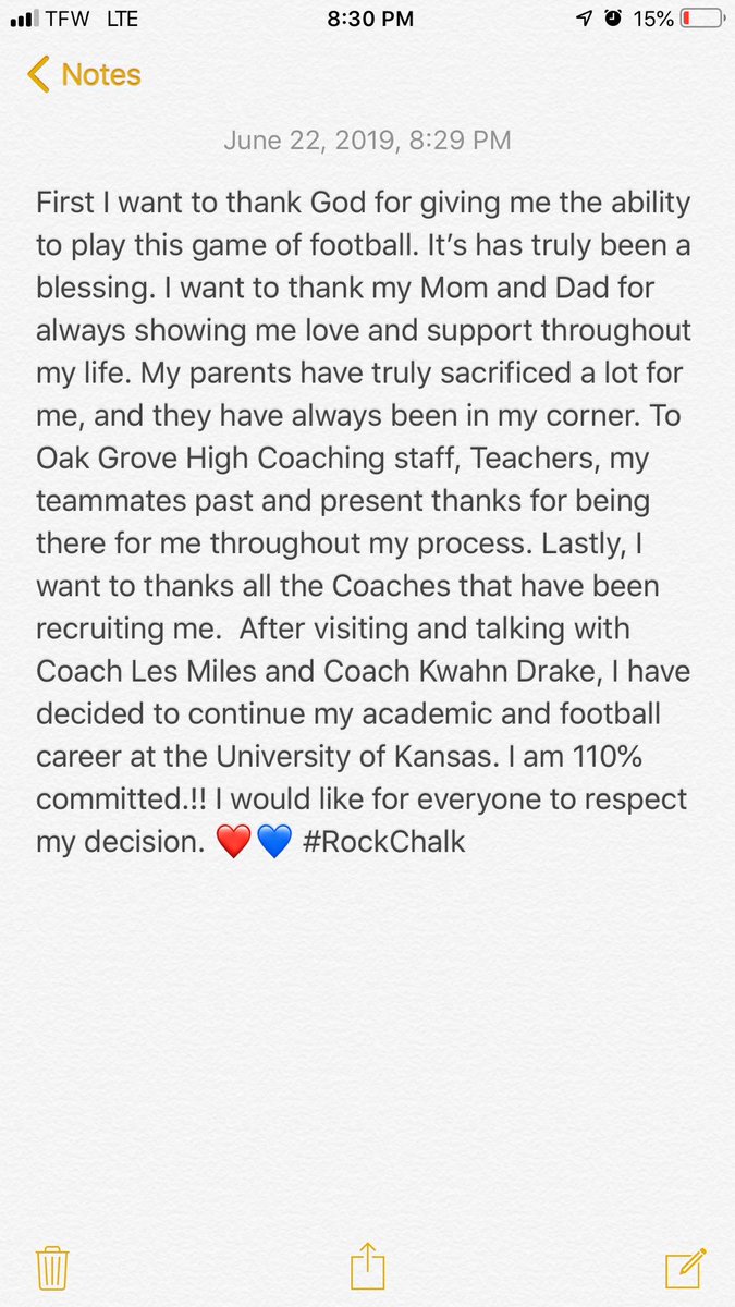 kenean_caldwell's tweet image. 110% COMMITTED !! I'M A JAYHAWK!!❤💙
#RockChalk @KU_Football
@CoachLesMiles @BallCoachBaby